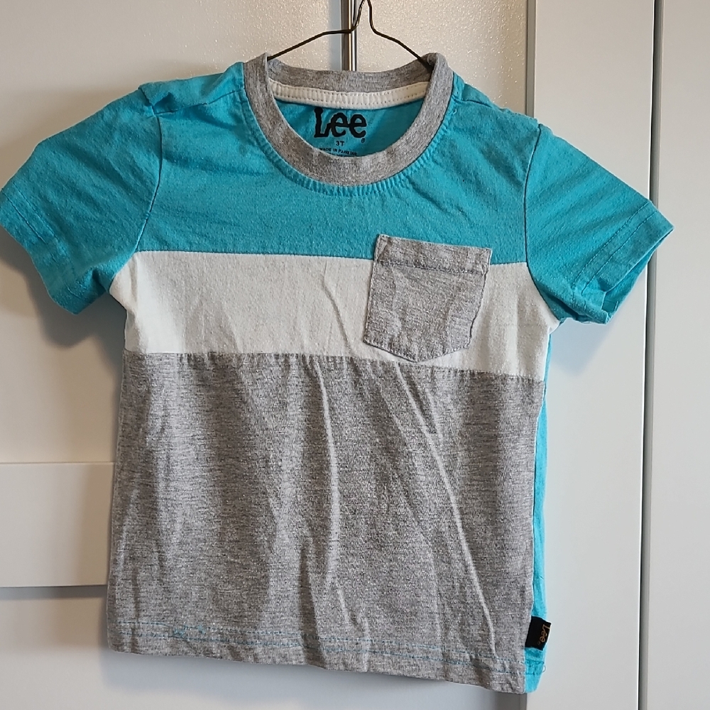 Lee Kids Short Sleeve Tee - Turquoise, White, and Gray